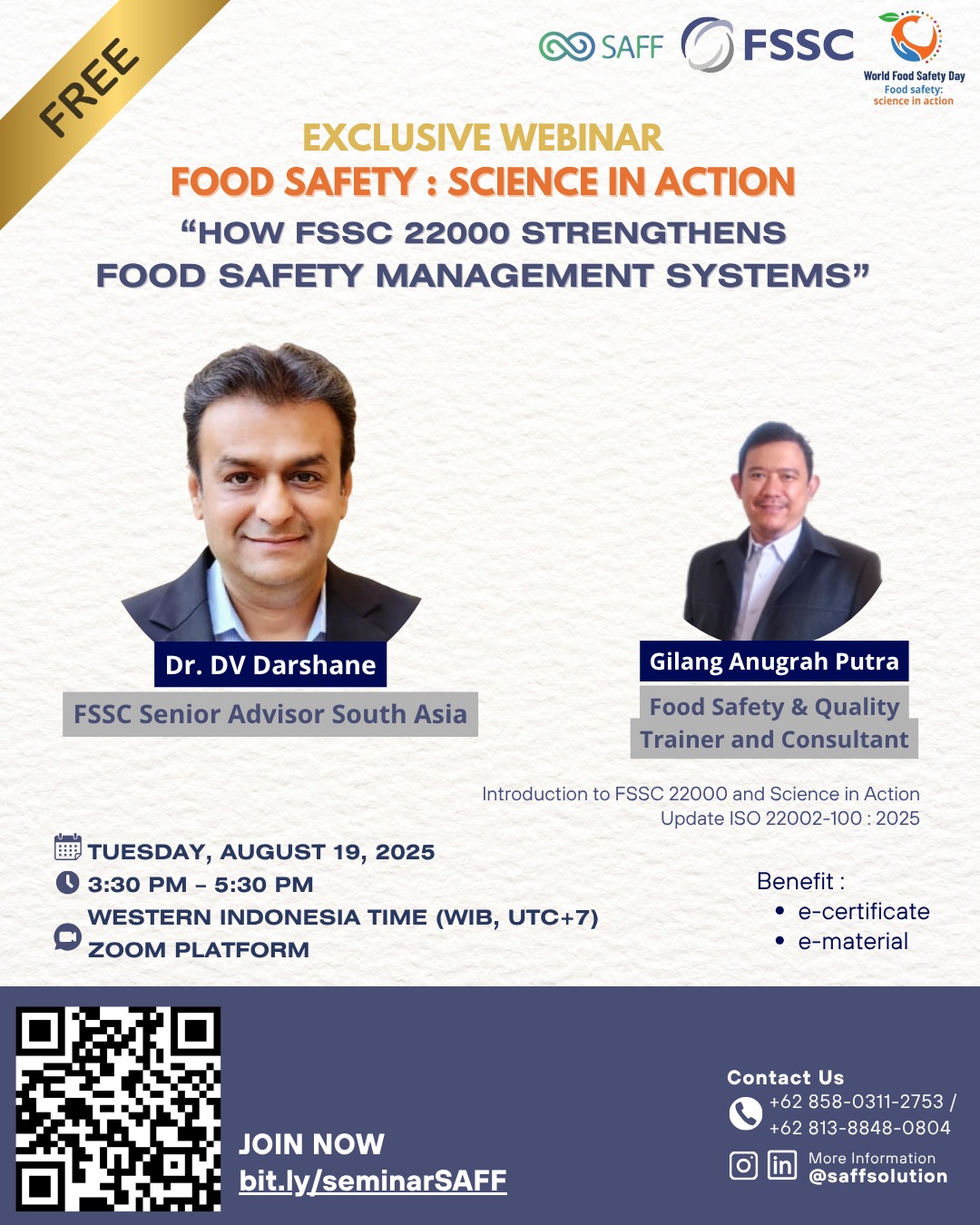EXCLUSIVE WEBINAR FOOD SAFETY : SCIENCE IN ACTION