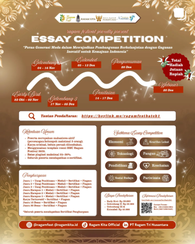 ESSAY COMPETITION ''A Collaboration Project between Duta Ragam Nusantara & Duta Pesona Nusantara''